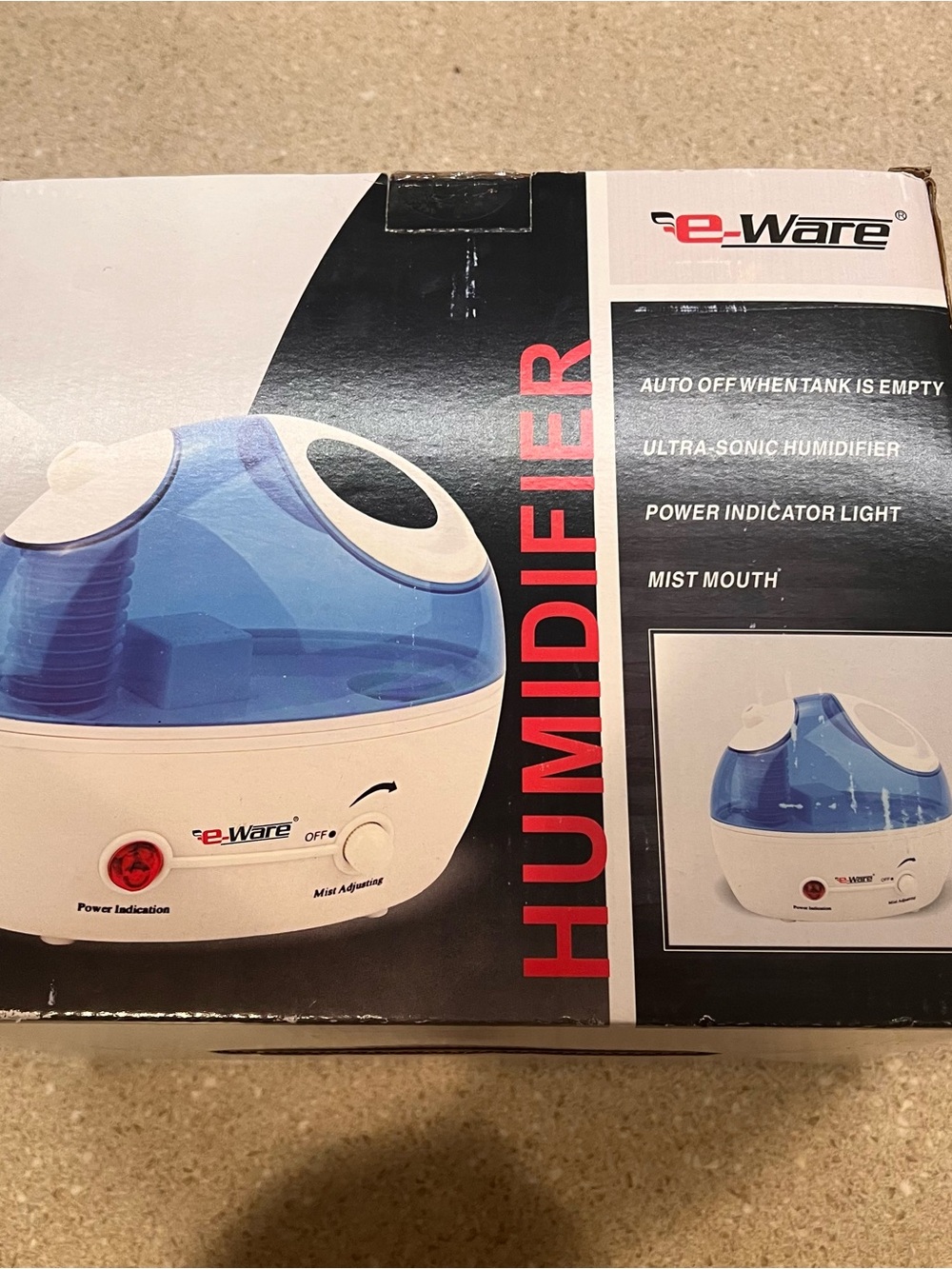 e-Ware Blue and White Ultrasonic Humidifier